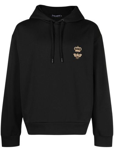 Cotton Hoodie With Bee And Crown Logo - Dolce & Gabbana - Modalova