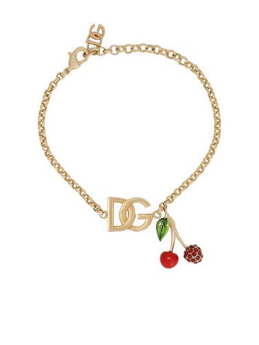 Bracelet With Cherries Charms And Dg Logo - Dolce & Gabbana - Modalova