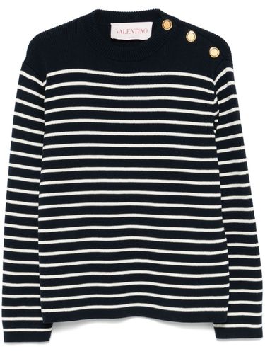 VALENTINO - Striped Cotton Sweater - Valentino - Modalova