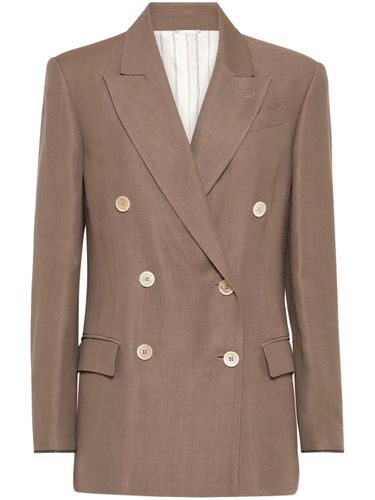 Linen Blend Double-breasted Jacket - Brunello Cucinelli - Modalova