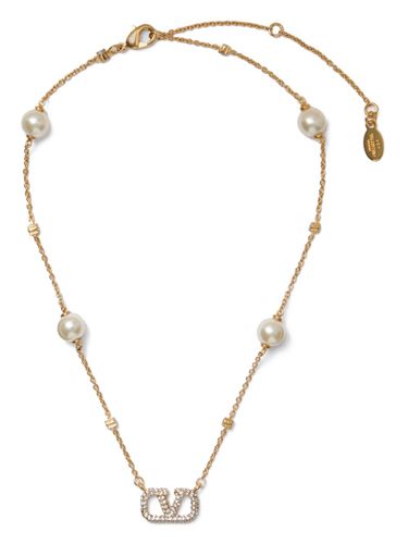 Vlogo Necklace With Pearls And Swarowski Crystals - Valentino Garavani - Modalova