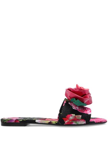 Rose Embellished Printed Flat Sandals - Dolce & Gabbana - Modalova