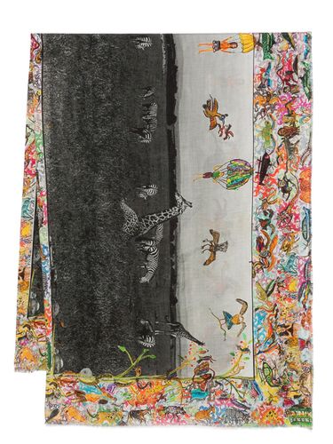 Giraffes And Zebras Silk Stole - Faliero Sarti - Modalova