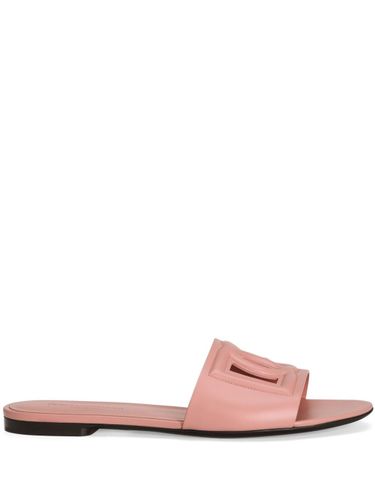 Dg Logo Leather Flat Sandals - Dolce & Gabbana - Modalova