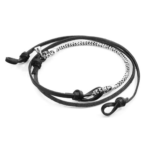 Noir Conway Silver and Rope Eyewear Strap w/ Coal Black Flat Leather - ANCHOR & CREW - Modalova