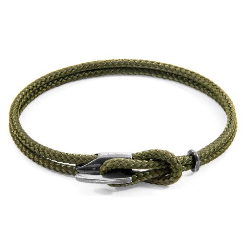 Khaki Padstow Silver and Rope Bracelet - ANCHOR & CREW - Modalova