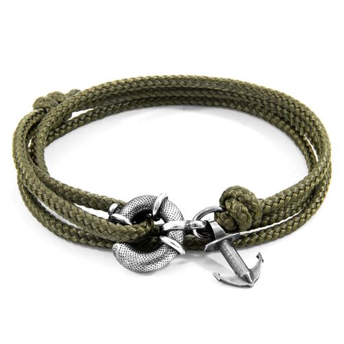 Khaki Clyde Anchor Silver and Rope Bracelet - ANCHOR & CREW - Modalova