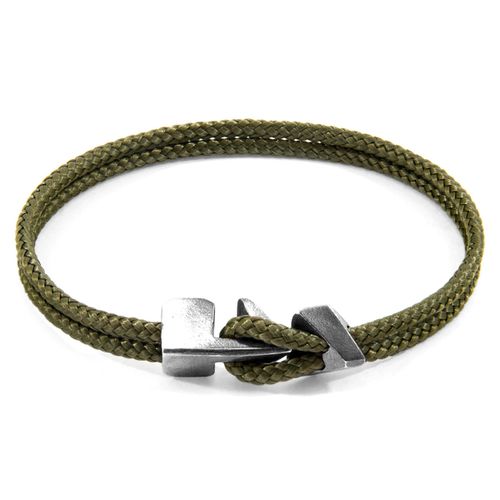 Khaki Brixham Silver and Rope Bracelet - ANCHOR & CREW - Modalova