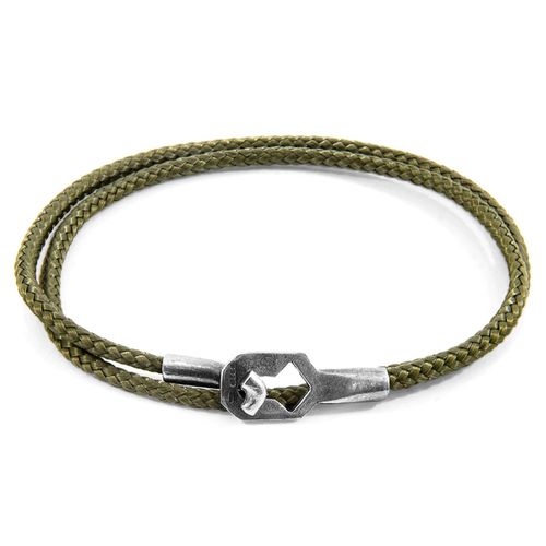 Khaki Tenby Silver and Rope Bracelet - ANCHOR & CREW - Modalova