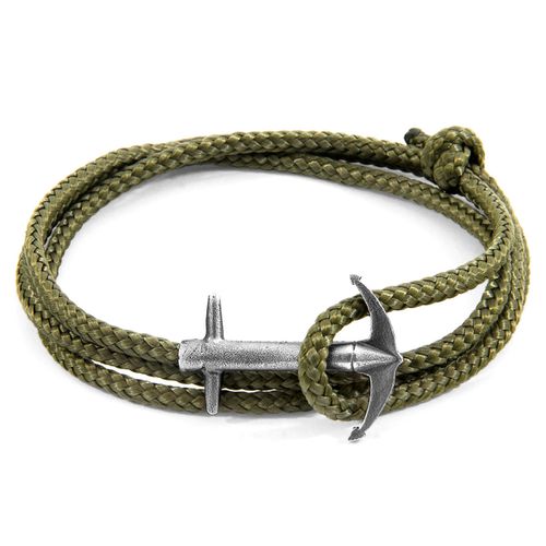 Khaki Admiral Anchor Silver and Rope Bracelet - ANCHOR & CREW - Modalova
