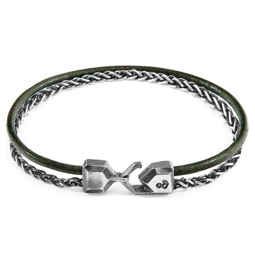 Racing Staysail Mast Silver and Round Leather Bracelet - ANCHOR & CREW - Modalova