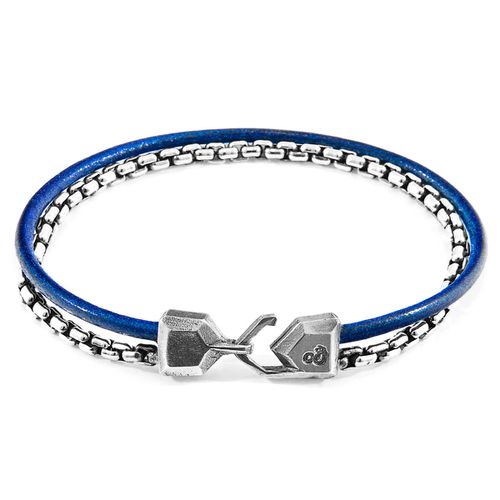 Azure Moonraker Mast Silver and Round Leather Bracelet - ANCHOR & CREW - Modalova