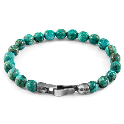 Turquoise Nachi Silver and Stone Beaded Bracelet - ANCHOR & CREW - Modalova