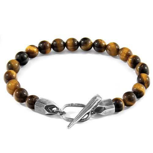 Tigers Eye Tinago Silver and Stone Beaded Bracelet - ANCHOR & CREW - Modalova