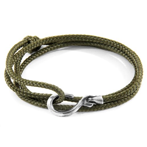 Khaki Heysham Silver and Rope Bracelet - ANCHOR & CREW - Modalova
