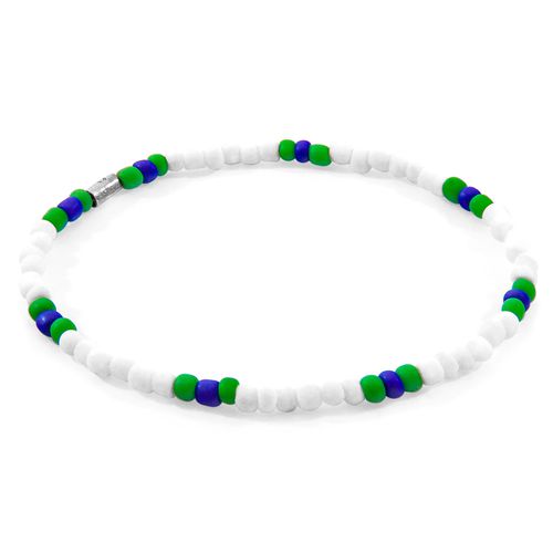 Green Oscar Silver and Glass SKINNY Bracelet - ANCHOR & CREW - Modalova