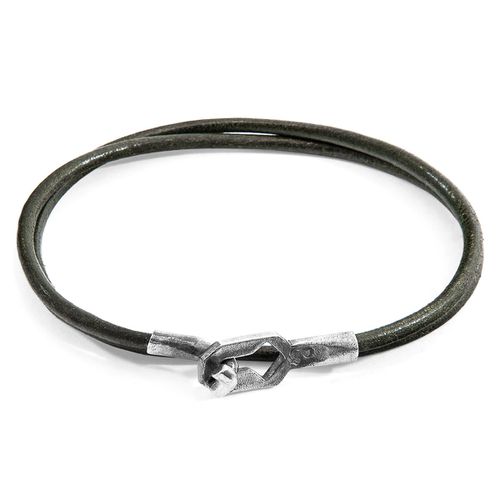 Racing Tenby Silver and Round Leather Bracelet - ANCHOR & CREW - Modalova