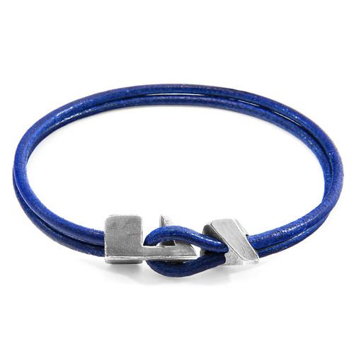 Azure Brixham Silver and Round Leather Bracelet - ANCHOR & CREW - Modalova