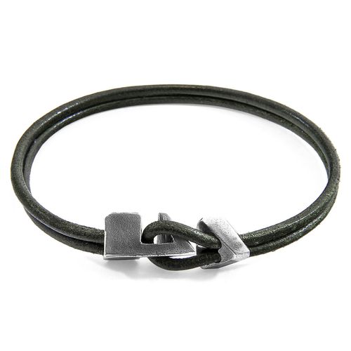 Racing Brixham Silver and Round Leather Bracelet - ANCHOR & CREW - Modalova