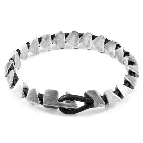 Raven Brixham Maxi Silver and Round Leather Bracelet - ANCHOR & CREW - Modalova