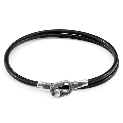 Raven Tenby Silver and Round Leather Bracelet - ANCHOR & CREW - Modalova