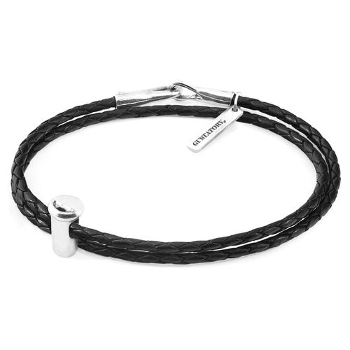 Midnight GUSTATORY Coffee Takeout Cup Silver and Braided Leather Bracelet - ANCHOR & CREW - Modalova