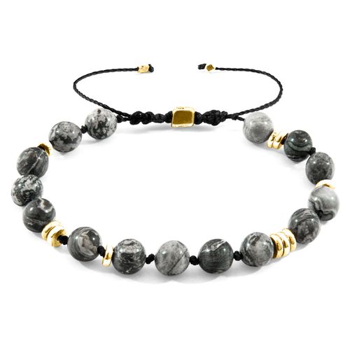 Jasper Agaya 9ct Yellow Gold and Stone Beaded Macrame Bracelet - ANCHOR & CREW - Modalova
