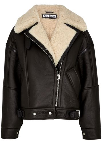 Shearling-trimmed Leather Jacket - - 10 - Acne Studios - Modalova