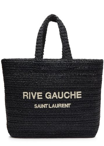 Rive Gauche Raffia Tote, Raffia Bag, Black and White - Saint Laurent - Modalova