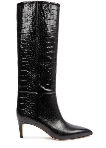 Crocodile-effect Leather Knee-high Boots - - 4 - Paris Texas - Modalova