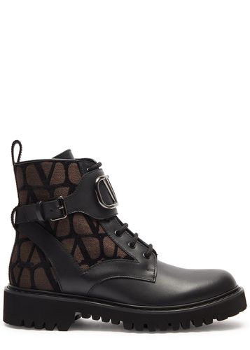 VLogo-jacquard and Leather Ankle Boots - - 3 - Valentino Garavani - Modalova