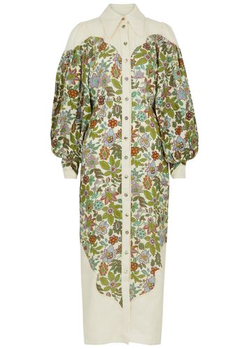 Isabella Floral-print Linen Midi Dress - - 12 (UK 12 / M) - ALEMAIS - Modalova