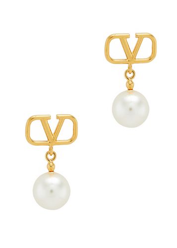 Garavani VLogo Pearl-embellished Drop Earrings - - One Size - Valentino - Modalova