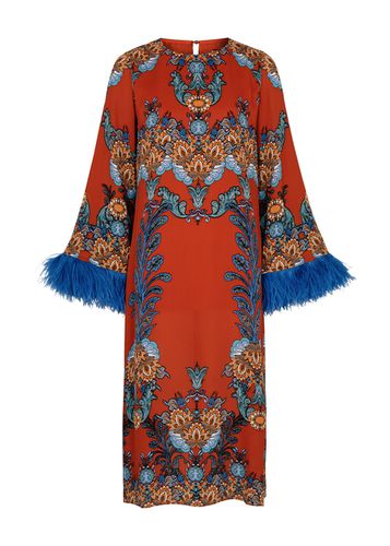 Seraphina Printed Feather-trimmed Midi Dress - - 10 (UK 10 / S) - Borgo de Nor - Modalova