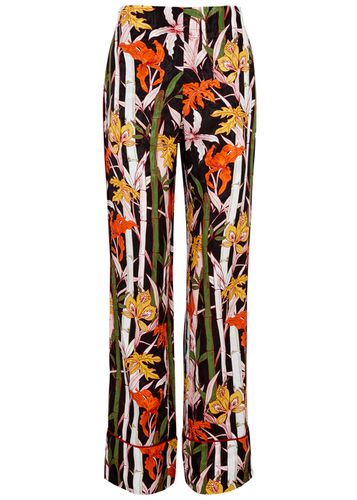 Havana Striped Floral-jacquard Satin Trousers - - 12 (UK 12 / M) - Borgo de Nor - Modalova