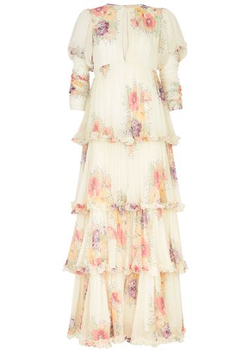 Floral-print Tiered Chiffon Gown - - M - Bytimo - Modalova