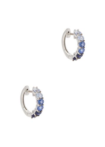 Chunko Embellished 14kt White Gold Hoop Earrings - Blue - Roxanne First - Modalova