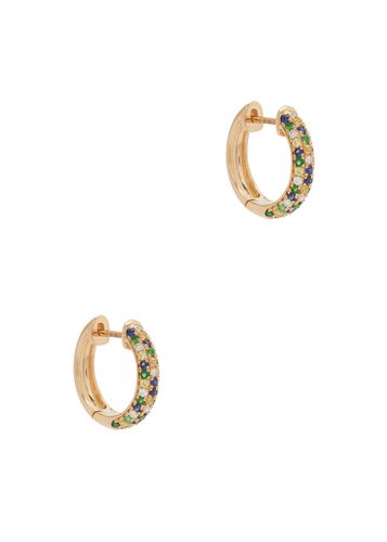 Speckled Embellished 14kt Gold Hoop Earrings - Green - Roxanne First - Modalova