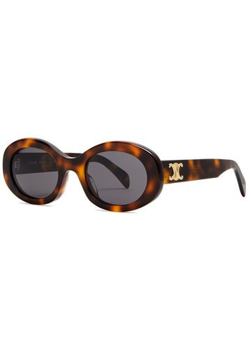 Oval-frame Sunglasses Metal Logo Plaque at Temples, 100% UV Protection - Celine - Modalova