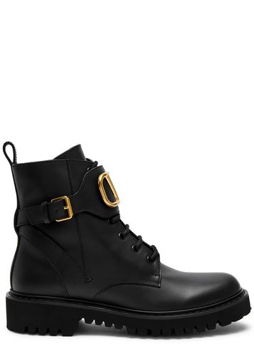 VLogo Leather Combat Boots - - 4 - Valentino Garavani - Modalova