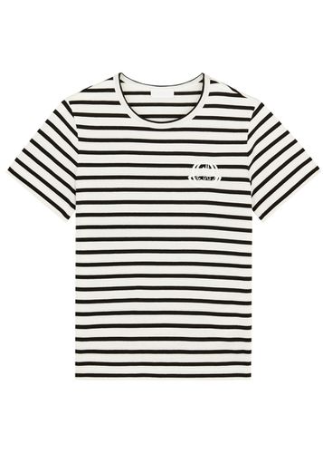 Striped Logo-Embroidered Cotton T-Shirt, T-Shirt, - M (UK 12 / M) - Moncler - Modalova
