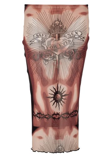 Safe Sex Tattoo Printed Tulle Midi Skirt - - L (UK14 / L) - Jean Paul Gaultier - Modalova