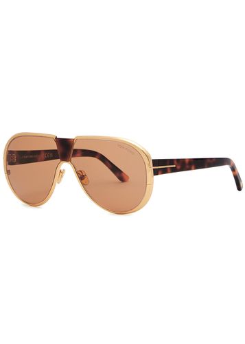 Wallace Round-frame Sunglasses, Beige Frame, Vintage-inspired Design, High-quality Materials - Tom ford - Modalova