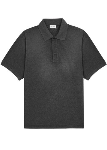 Logo Piqué Cotton-blend Polo Shirt - - L - Saint Laurent - Modalova