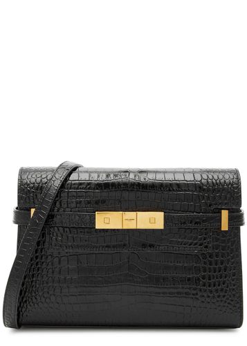 Manhattan Small Crocodile-effect Leather Shoulder bag - Saint Laurent - Modalova