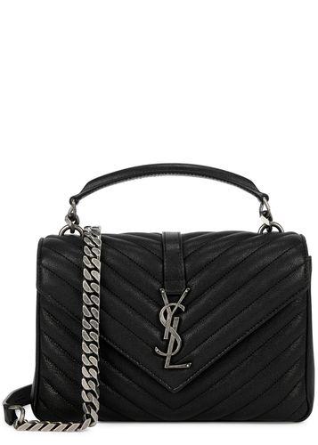 Black College medium YSL corduroy shoulder bag, Saint Laurent