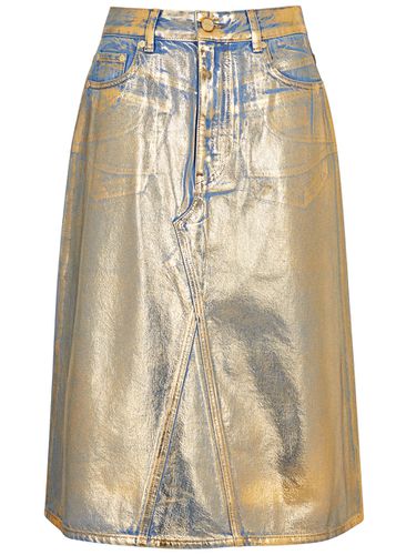 Foil-print Denim Midi Skirt - - 42 (UK14 / L) - Ganni - Modalova