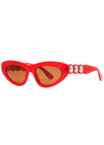 Alaïa Oval-frame Sunglasses - Red - ALAÏA - Modalova