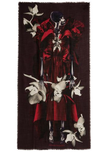 Orchid Skeleton Printed Wool Scarf - Alexander McQueen - Modalova