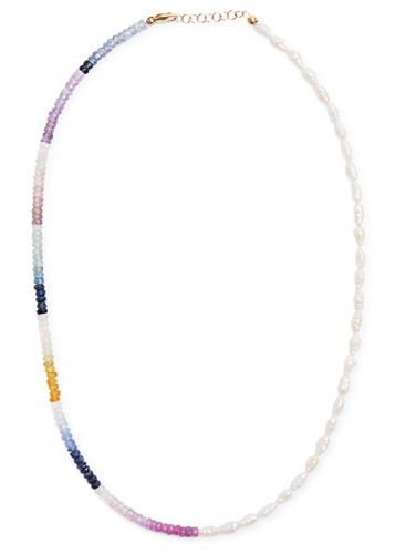 Can't Decide Pearl and Sapphire Necklace - - One Size - Roxanne First - Modalova